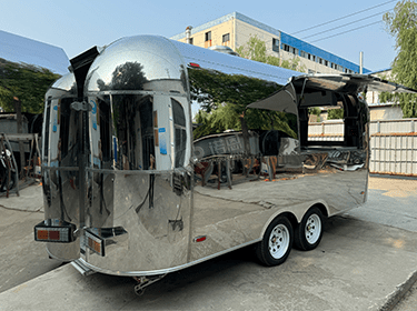 Stainless Steel Airstream Food Truck With American Chimney