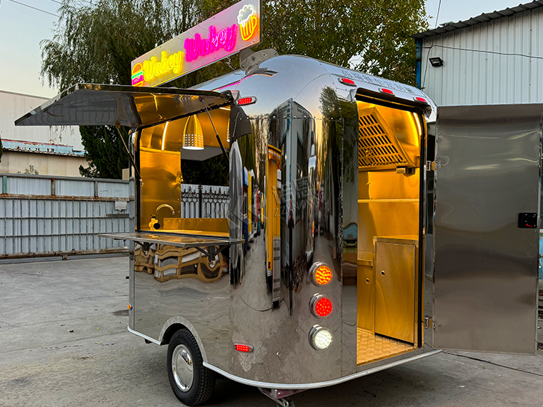 Mobile Airstream Food Van Concession Trailer With Lighted Sign