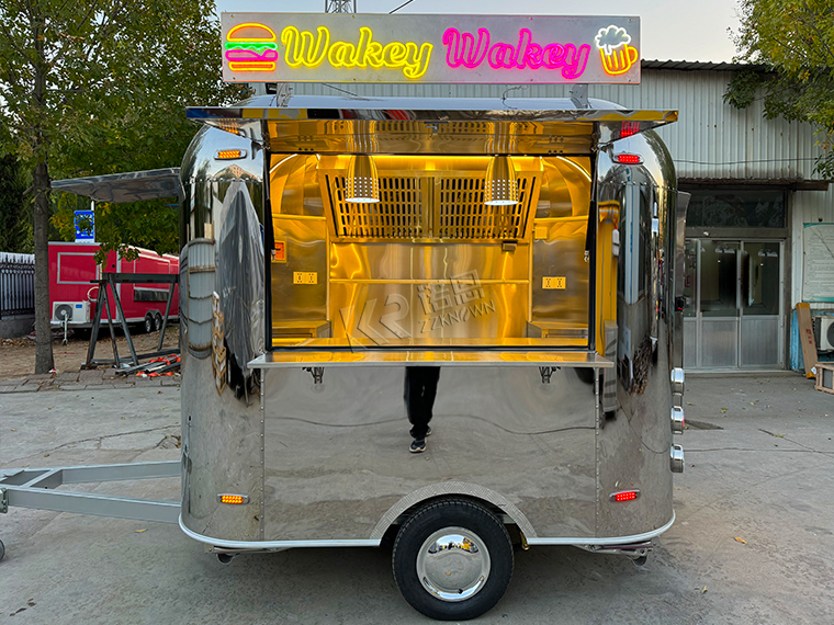 Mobile Airstream Food Van Concession Trailer With Lighted Sign