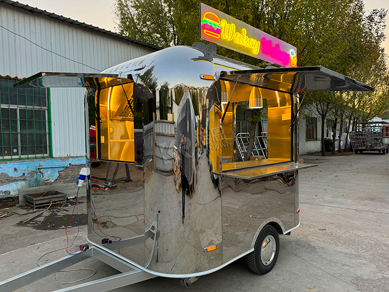 Mobile Airstream Food Van Concession Trailer With Lighted Sign