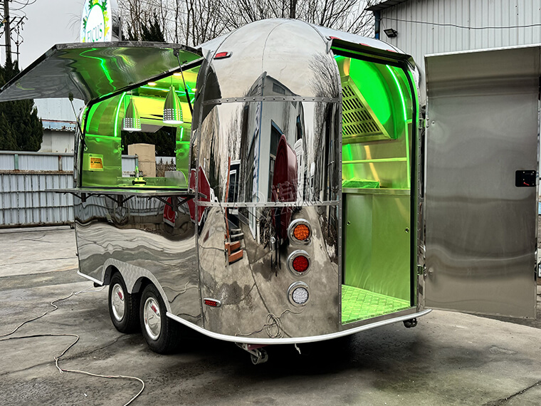 Modern Design Airstream Mobile Catering Concession Food Trailer Stainless Steel