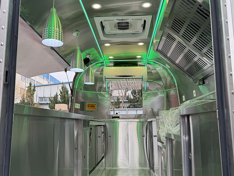 Modern Design Airstream Mobile Catering Concession Food Trailer Stainless Steel