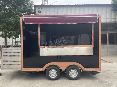 In-stock 3m/9.8ft black food truck trailer for sale with awning