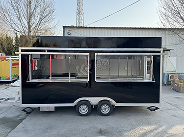 5m/16.4ft USA Standard Black Square Food Truck With Ice cream display cabinet 