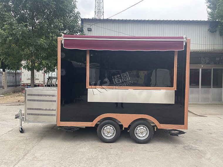 In-stock 3m/9.8ft black food truck trailer for sale with awning