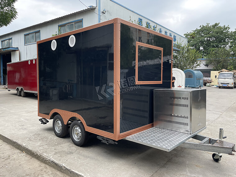 In-stock 3m/9.8ft black food truck trailer for sale with awning