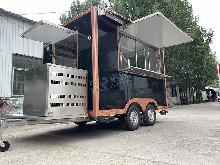 In-stock 3m/9.8ft black food truck trailer for sale with awning