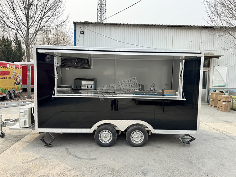 4m/13ft USA Standard Black Square Food Truck With Full Kitchen Equipment 