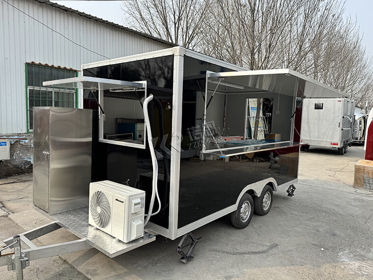 4m/13ft USA Standard Black Square Food Truck With Full Kitchen Equipment 