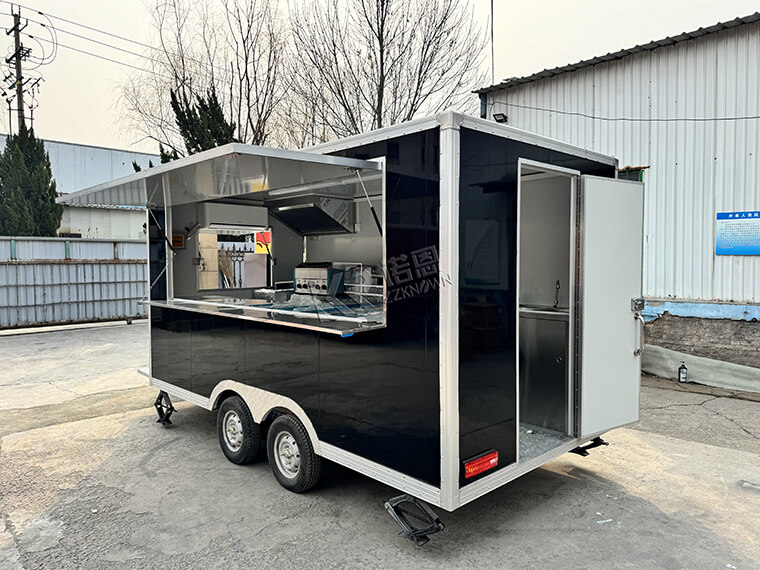 4m/13ft USA Standard Black Square Food Truck With Full Kitchen Equipment 