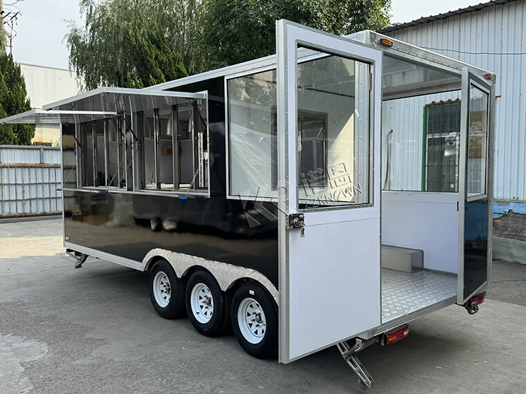 New Model Vending Food Trailer, Half Closed Half Open Rear