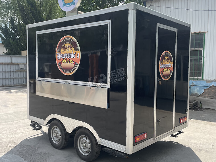 2.8m 9.2ft black square food truck for sale with light plate and logo