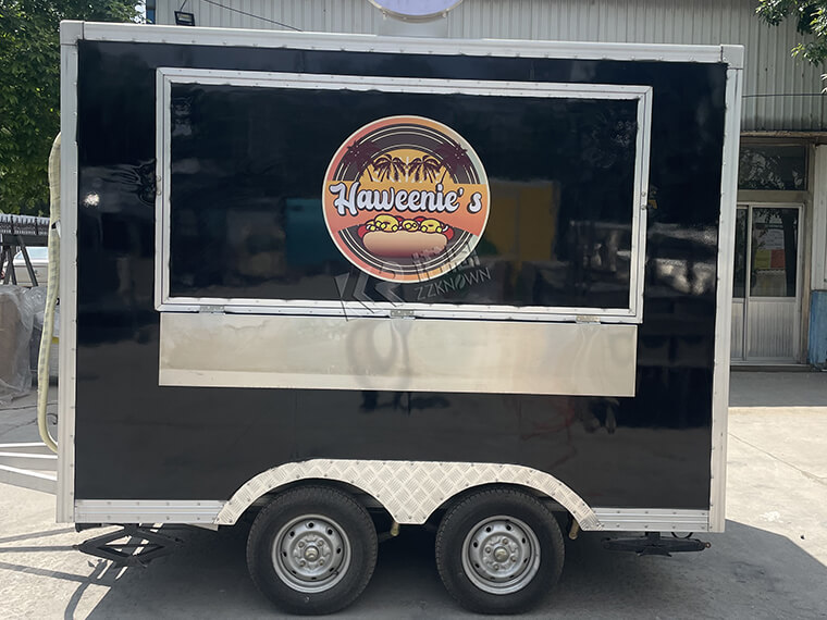 2.8m 9.2ft black square food truck for sale with light plate and logo