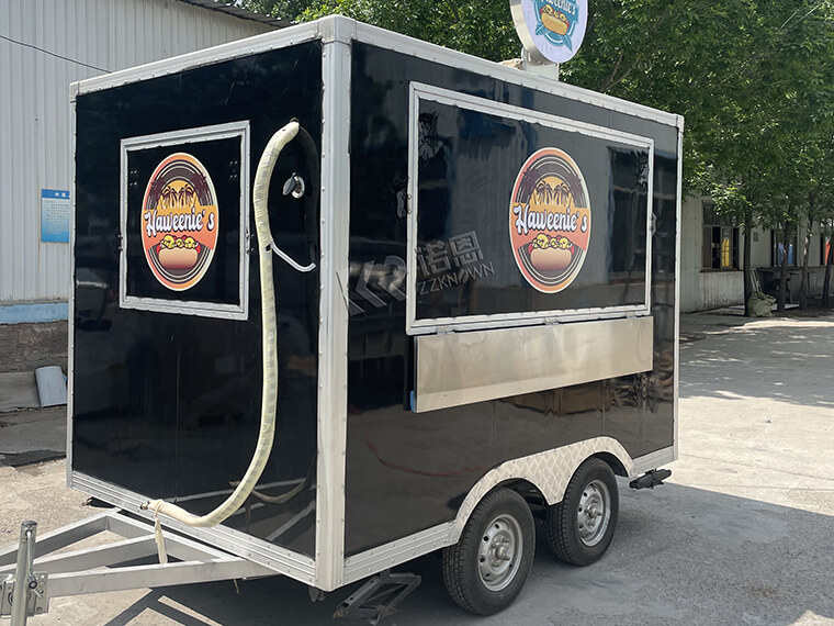 2.8m 9.2ft black square food truck for sale with light plate and logo