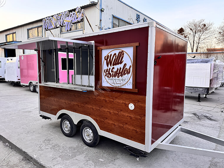 3.5m / 10.5ft Customized square food trailer for sale with light plate and logo