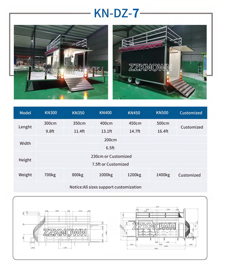 Street Mobile Two Story Mobile Food Truck Trailer